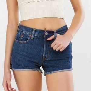 levis 501 high waist denim shorts white oak